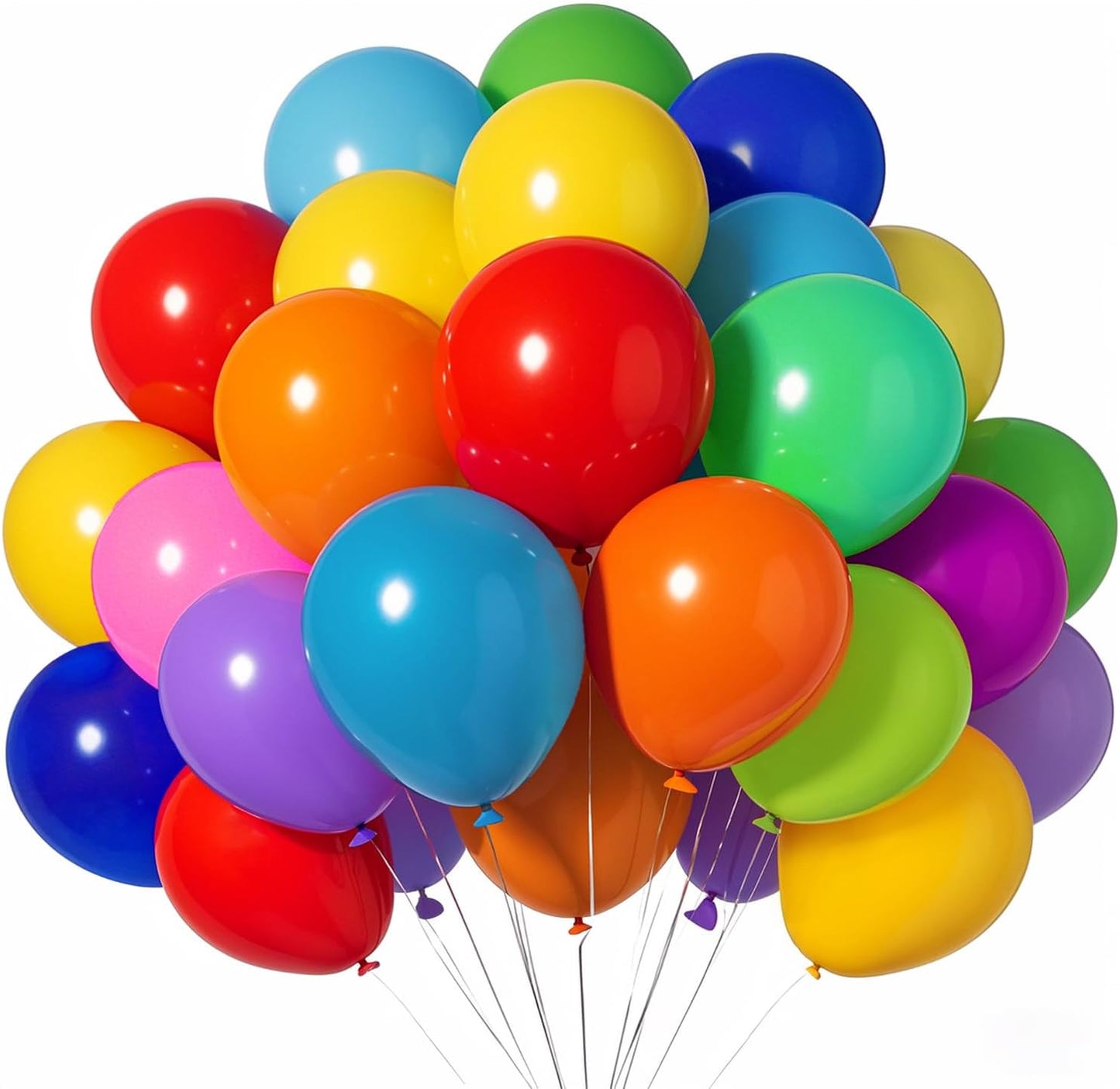 Rainbow Party Balloons by [Brand Name] - 100 Pack of 12-Inch Vibrant Latex Helium Balloons for Birthdays & Weddings
