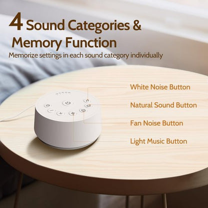 Color Noise Sleep Sound Machine - 25 Soothing Sounds, 32 Volume Levels & 5 Timers for Home