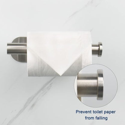 2 Packs Toilet Paper Holder No-Drill Self-Adhesive Towel Rack Stainless Steel Waterproof Rustproof Roll Paper Holder for Bathroom Washroom RVs (Brushed Silver)
