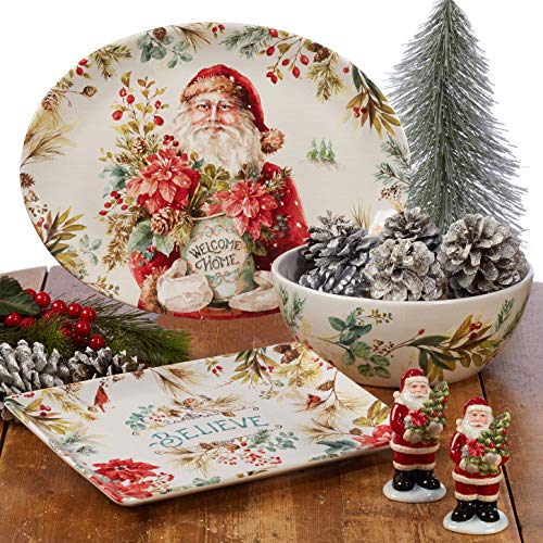 Christmas Story 11-Inch Dinner Plates Set of 4 - Large, Multicolored Holiday Tableware