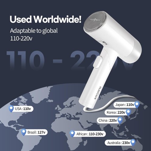 HubiCare Dual Voltage 120V - 220V Portable Handheld Steam Garment Steamer Foldable: Effortless Wrinkle Clothes Steam Iron Removal 25-Second Fast Heat-up, 1000W, Home & Travel