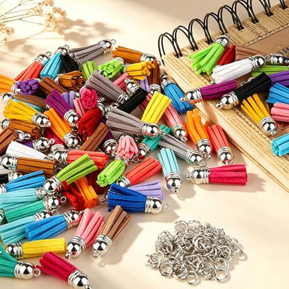 Multi Color Key Chain Tassel Charm Set for Jewelry Making - 25 Colors, Faux Leather