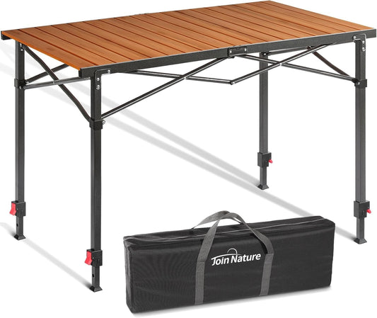 Nature Join Portable Outdoor Camping Table - Adjustable Height, Foldable Aluminum for 2-6 People, 220 Lbs Capacity