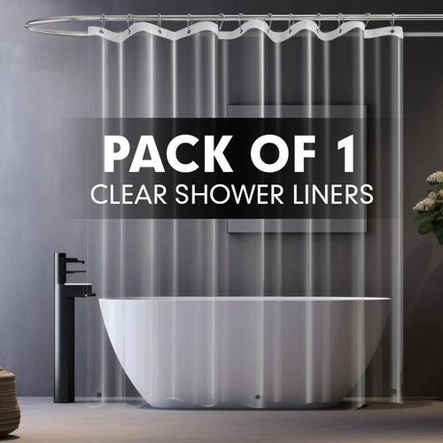 Hereisa Clear Plastic Shower Curtain Liners, 3G Lightweight [72x72 Inch] - Crystal Transparency, Waterproof Bathroom & Bathtub Liners, Easy Install