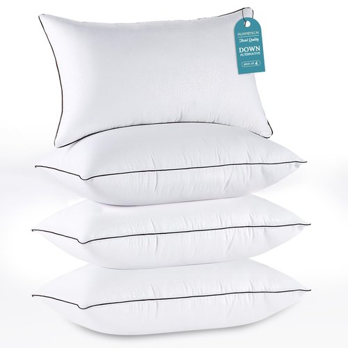 HUXMEYSON Pillows Queen Size Set of 4, Luxury Hotel Bed Pillows Set with Down Alternative Filling for Side and Back Sleepers