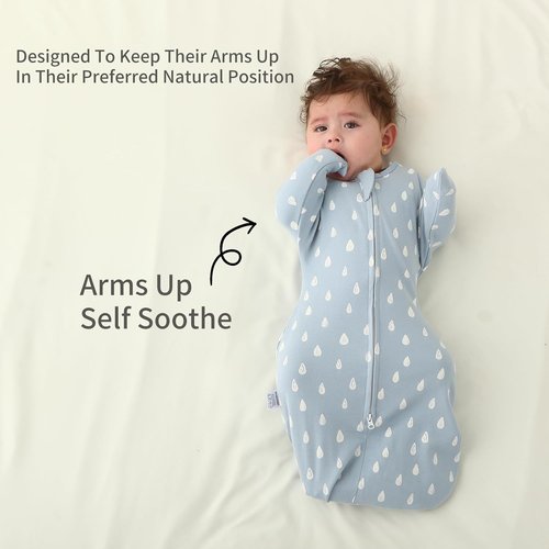 Insular Baby Transitional Swaddle - 2-Way Zipper Newborn Sleep Sack | Arms Up Infant Sleeping Bag, Raindrop, 0-3 Months
