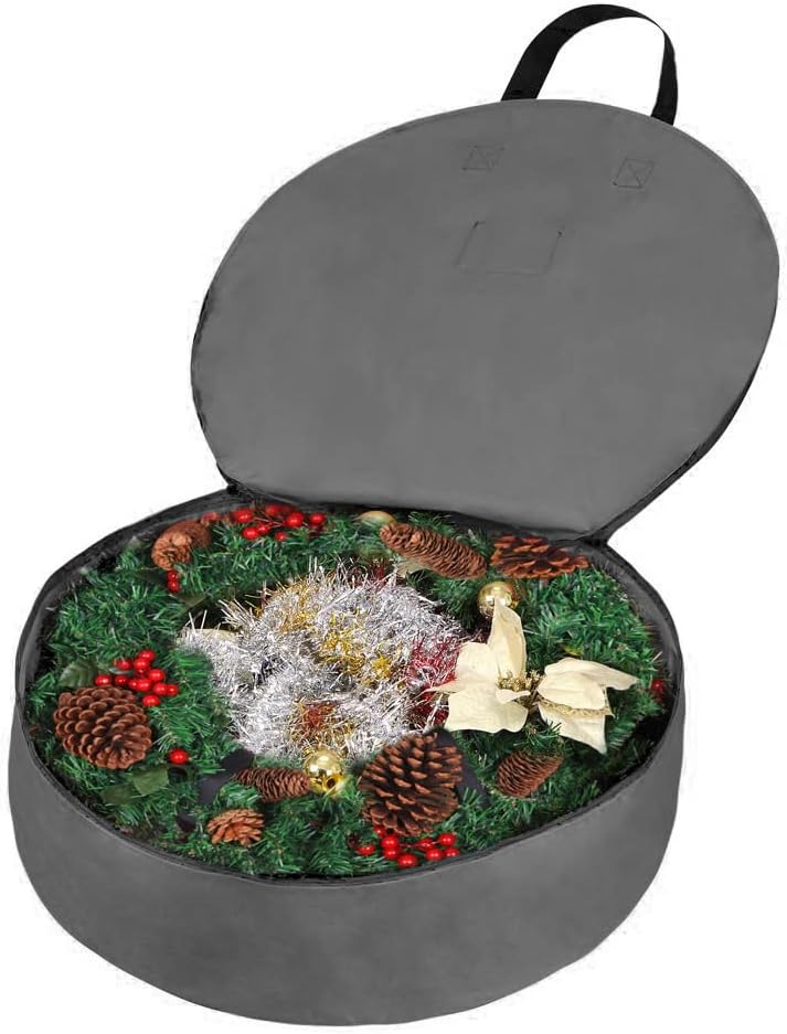 Primode Heavy Duty Wreath Storage Bag - 48" Garland Container with Handles | Durable 600D Oxford Polyester (Gray)