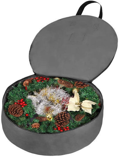 Primode Heavy Duty Wreath Storage Bag - Durable 600D Oxford Polyester for Xmas Wreaths (30", Gray)