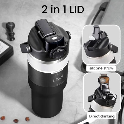 Skiennix 32 oz Insulated Stainless Steel Tumbler - Leak-Proof Travel Mug with 2-in-1 Lid