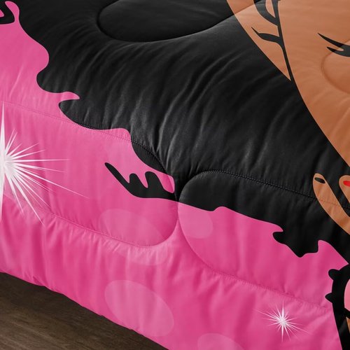 GRAT TIOC Black Girl Comforter Set Twin for Kids,Black Girl Magic Bedding Set,African American Inspirational Quotes Comforter,Little Princess Bed Bedroom Set