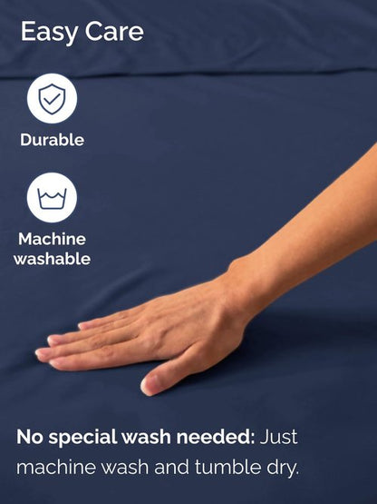 Extra Deep Queen Fitted Sheet - Hotel Luxury Single Fitted Sheet Only - Easily Fits 18 inch to 24 inch Mattress - Ultra Soft, Wrinkle & Fade Free w/Extra Deep Pockets - Breathable & Comfy - Navy Blue