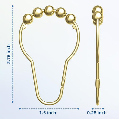 Titanker Gold Shower Curtain Rings, Rust-Resistant Metal Shower Curtain Hooks for Bathroom Shower Rods Shower Hooks Rings for Curtain - Set of 12