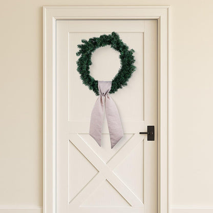 Regine Switzerland Beige White Gingham Wreath Sash - 5.12" Wide x 54.33" for Fall & Thanksgiving Decor