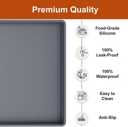 Extra Thick Silicone Mat - Waterproof Under Sink Mat for Kitchen & Bathroom | 22" x 19" Gray