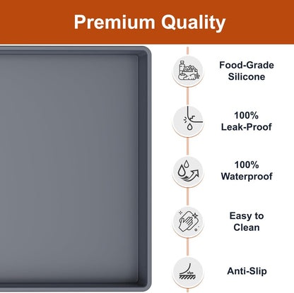 Ukeetap Extra Thick Silicone Mat - Waterproof Under Sink Mat | 34" x 22" for Kitchen & Bathroom Protection - Gray