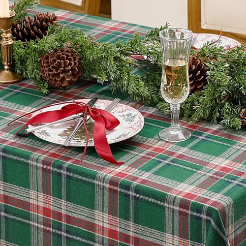 Romanstile Christmas Checkered Tablecloth Rectangle - Green Plaid, 60 x 144 Inches