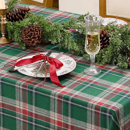 Romanstile Christmas Checkered Tablecloth Rectangle - Green Plaid, 60 x 144 Inches