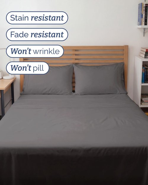Full XL Bed Sheet - 4 Piece Full XL Bed Sheets Set - Soft, Breathable & Cooling - Hotel Luxury Bedding for Women, Men, Kids, Teens, Boys & Girls - Deep Pockets, Comfy, Fade & Wrinkle Free - Dark Grey