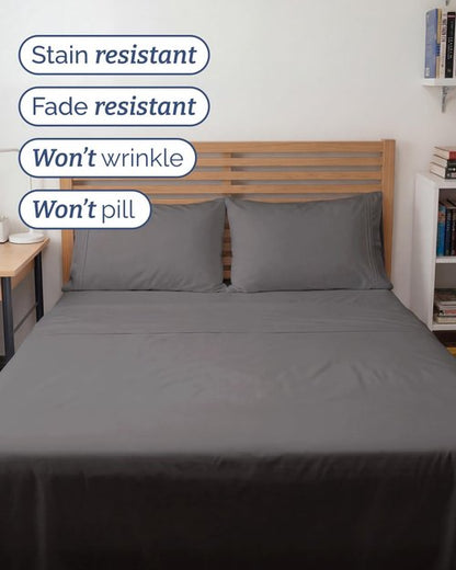 Full XL Bed Sheet - 4 Piece Full XL Bed Sheets Set - Soft, Breathable & Cooling - Hotel Luxury Bedding for Women, Men, Kids, Teens, Boys & Girls - Deep Pockets, Comfy, Fade & Wrinkle Free - Dark Grey