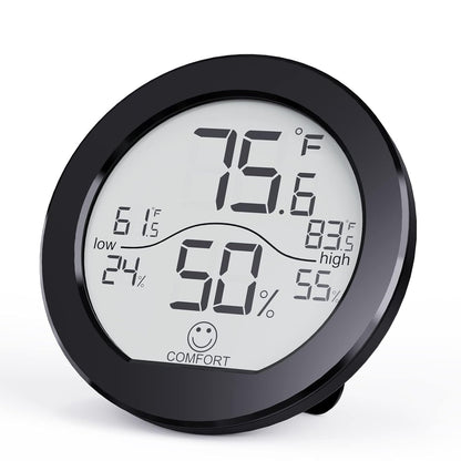 SECRUI Hygrometer Thermometer - Accurate Indoor Temperature & Humidity Meter | LCD Display, Black