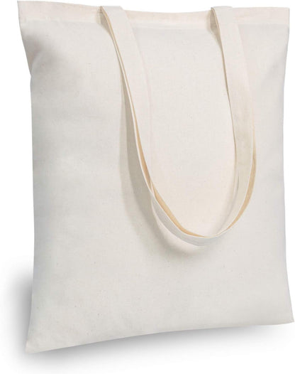 TOPDesign Cotton Tote Bags - 24-Pack Lightweight Reusable 16"x15" for Grocery, DIY & Promotions
