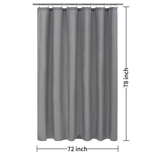ALYVIA SPRING Long Fabric Shower Curtain Liner Waterproof - 72" x 78", Soft & Lightweight Long Shower Curtain with 3 Magnets, Machine Washable - 72x78, Grey