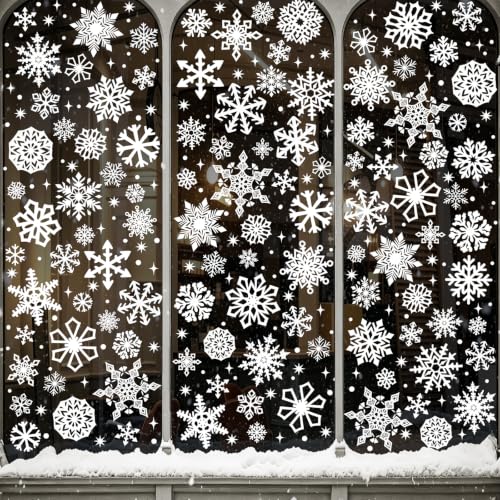 460PCS Snowflake Window Clings for Christmas Winter Decor - Reusable & Easy to Apply