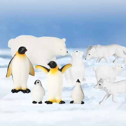 Kasyat 16 Pcs Polar Animals Figurines Set - Realistic Arctic Wildlife for Parties | Includes Bear, Penguin, Whale, Seal, and More