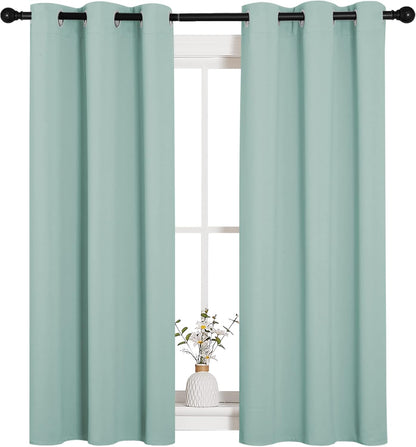 NICETOWN Blackout Window Curtain Panels - Thermal Insulated Grommet Drapes | Aqua, 34x54 Inches, One Pair