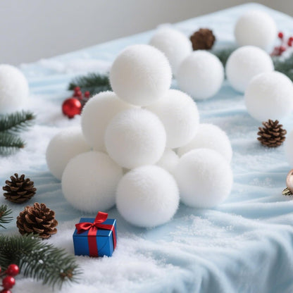 Skiennix Christmas Decorations - 60 PCS 2-Inch Fake Snowballs for Indoor Family Fun & Parties