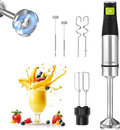 Consciot 4-in-1 Immersion Hand Blender - 1100W Corded Stainless Steel Emulsifier with Speed Control