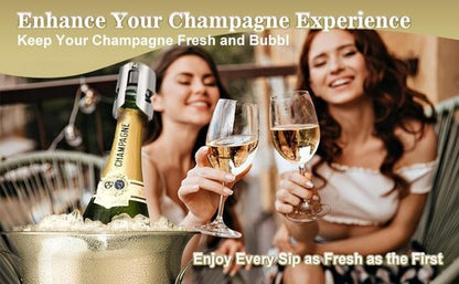 I-MART Pack of 2 Stainless Steel Champagne Stoppers, Prosecco, Sparkling Wine Bottle Stopper, Airtight Seal, Reusable, Dishwasher Safe