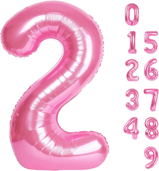 Skiennix 40-Inch Pink Number Balloons - Perfect for 2nd, 12th, 21st Birthday Parties & Celebrations