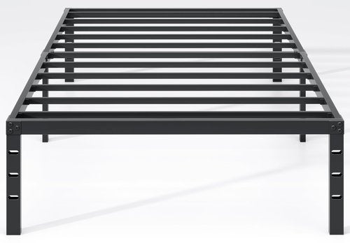 NEW JETO Metal Bed Frame,Twin Size Bed Frame with Storage Space,Heavy Duty Sturdy Mattress Foundation,Easy Assembly,No Box Spring Needed, Black,18 Inch,Twin