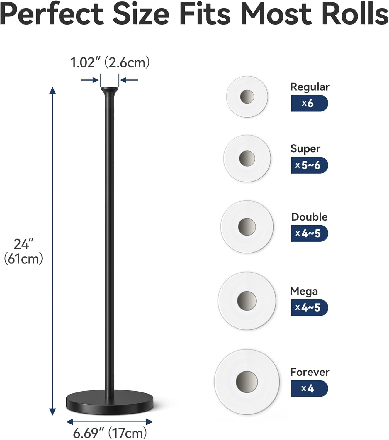 Skiennix Toilet Paper Holder Stand - Modern Free-Standing Design with Reserve Function, Stainless Steel