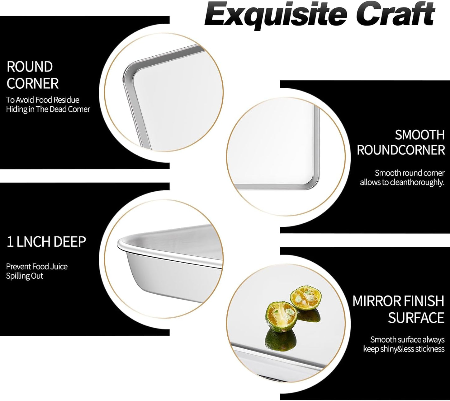 Skiennix Baking Sheet Set - 18-Inch Commercial Grade Stainless Steel Pans | Non-Toxic, Rust-Free, Easy Clean