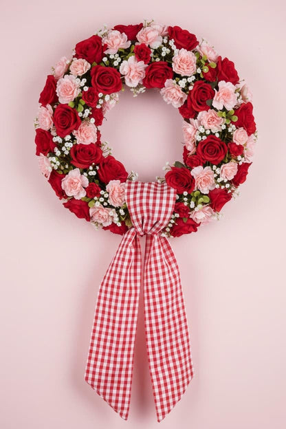 Regine Switzerland Wreath Sash 2-Pack - Red White Checkered Plaid Bow Ribbon Bundle for Holiday Decor (5.12" x 54.33")