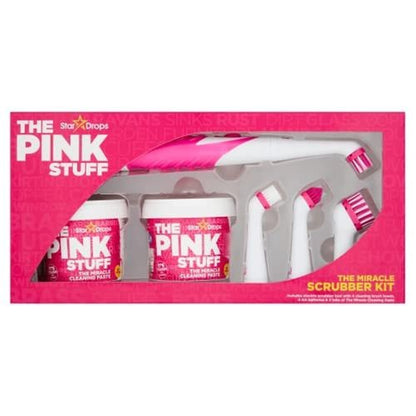 Stardrops - The Pink Stuff - The Miracle Scrubber Kit - 2 Tubs of The Miracle Cleaning Paste With Electric Scrubber Tool and 4 Cleaning Brush Heads, 6 Piece Set