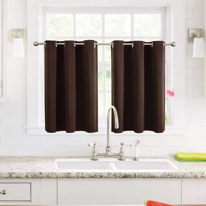 ChrisDowa Small Window Curtains - Grommet Thermal Insulated Room Darkening Panels (Brown, 42 x 36 Inch)
