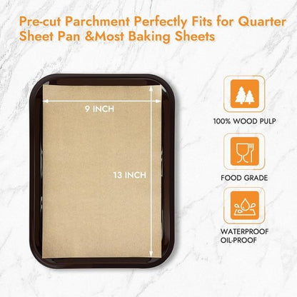 BYKITCHEN Non-Stick Parchment Paper Sheets - 9 x 13 Inch Precut Liners for Baking & Cooking (120 Pcs)