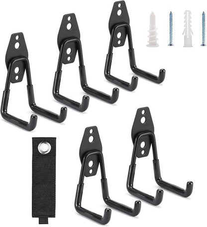 Garage Hooks by [Brand Name] - Heavy Duty Wall Mounted Storage Hangers for Ladders, Bikes & Tools | 6 Pack