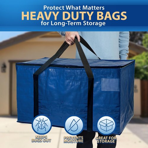 ClearSpace Heavy Duty Moving Bags - Large Storage Bags with Backpack Straps & Zippers | Ideal for Moving, Camping & Dorms - 2 Pack