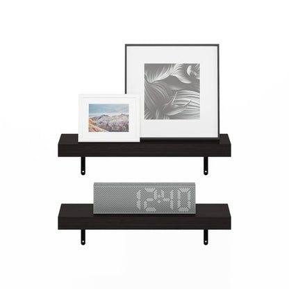 Furinno Tanna Floating Shelves for Wall Set of 2, 22-Inch Wall Shelf, Triple Thick Floating Mounted Shelf, for Bathroom, Home Office, Living Room, Tobacco Oak