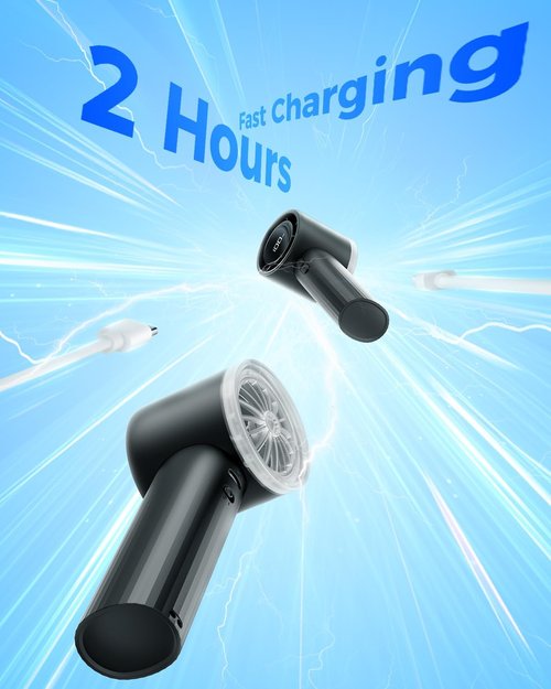 **SWEETFULL Portable Handheld Fan - Rechargeable Mini Turbo Fan with Flashlight & Digital Display | Travel Essential (Black)**