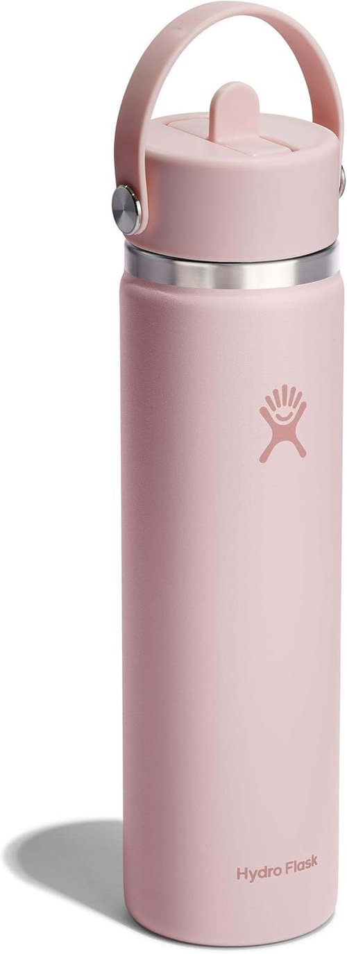 Hydro Flask Water Bottle - Insulated Stainless Steel with Wide Straw Lid | 24 Oz Trillium Pink, Leakproof