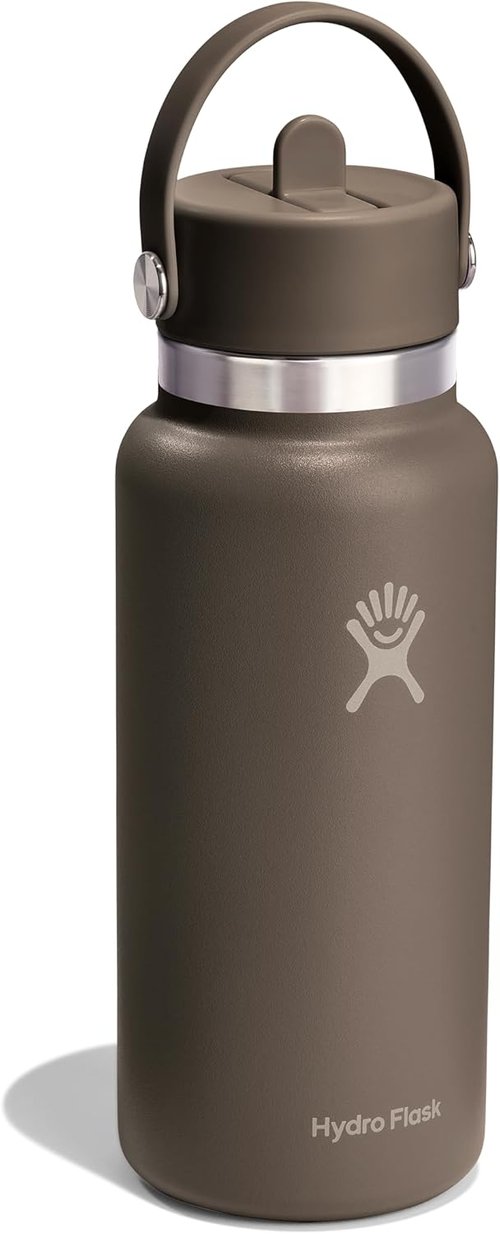 Hydro Flask Water Bottle - Insulated Stainless Steel with Wide Mouth Flex Straw Lid | 32 Oz Sandpiper, Leakproof & Refillable