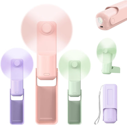 VanSmaGo Portable Handheld Fan - 3-in-1 USB-C Rechargeable Mini Fan with 10H Runtime | Purple, Pink & Green