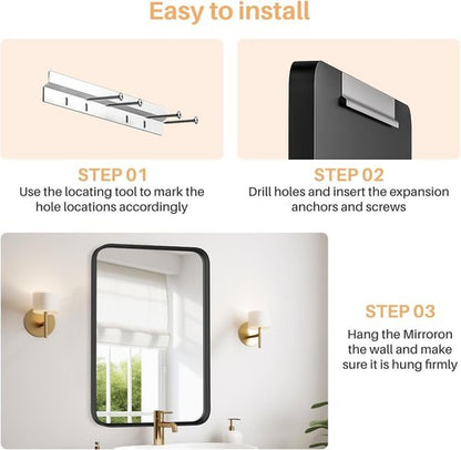 Atilioo Bathroom Mirror for Wall, 30x22 Inch Rectangle Mirror, Matte Black Metal Framed Bathroom Vanity Mirror for Restroom Farmhouse, Anti-Rust, Tempered Glass, Horizontally or Vertically Hanging