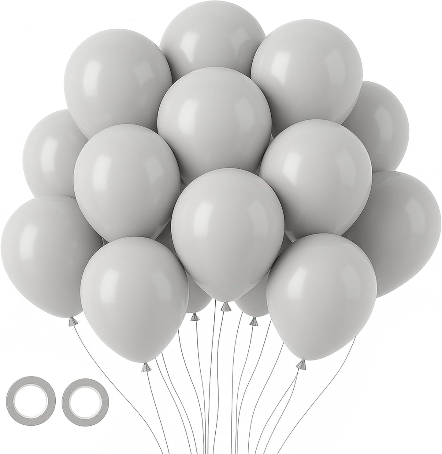 Voircoloria 105pcs Light Gray Balloons - 12 Inch Latex Party Balloons for Birthdays & Weddings