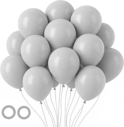Voircoloria 105pcs Light Gray Balloons - 12 Inch Latex Party Balloons for Birthdays & Weddings